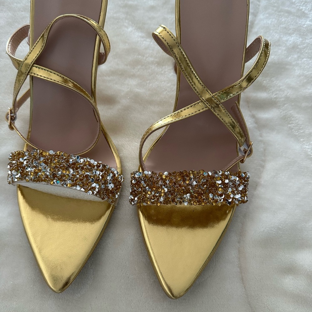 Elegant Gold Strappy Heels